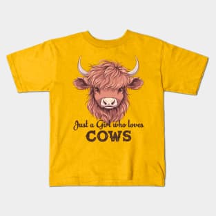 Just A Girl Who Loves Cows Kids T-Shirt